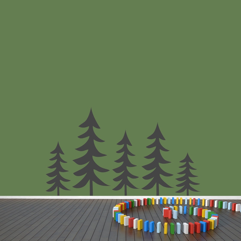 Décalcomanie murale arbres pin, Gris foncé