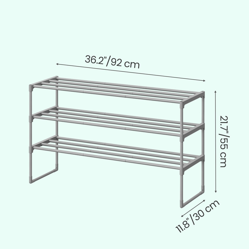 Shoe Rack, Shoe Storage Organizer, Metal Shoe Shelf, Stackable For Closet, Entryway, Bedroom,, Gray