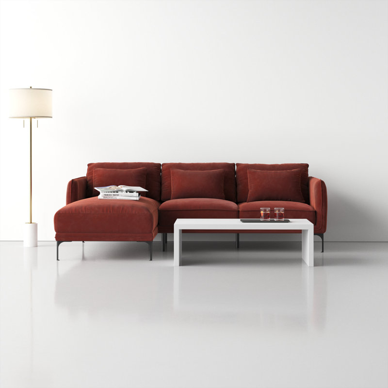 Rae 2-Piece Upholstered Sectional with Chaise, Falkirk Reddish Brown Velvet, Left Hand Facing