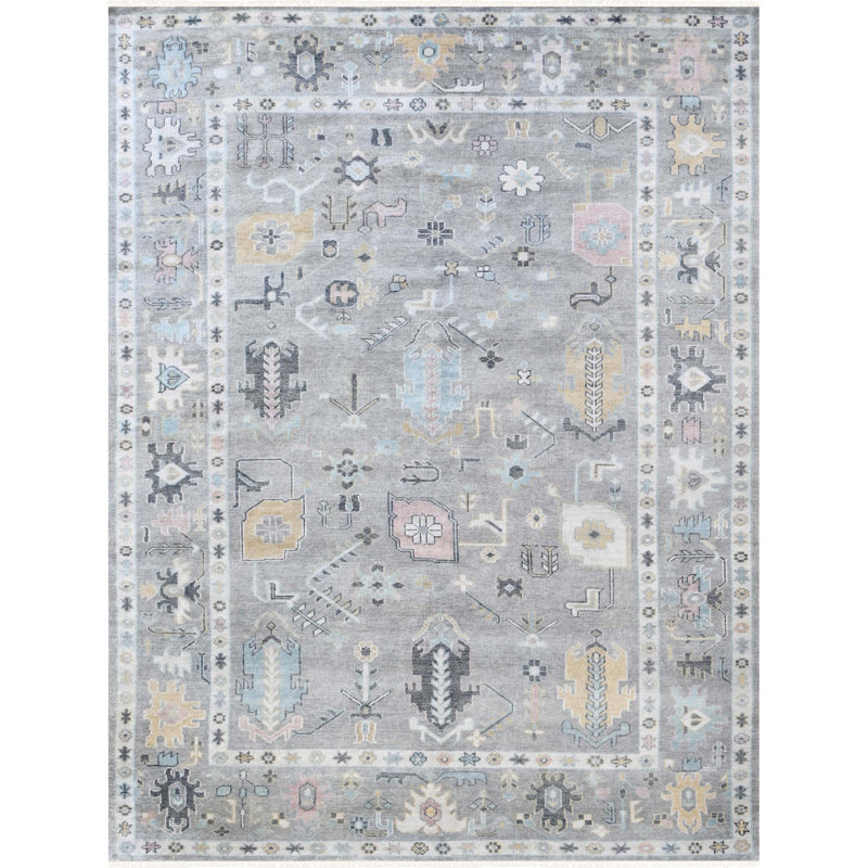 Wool Oriental Area Rug in Light Grey, null, Rectangle 12' x 15'