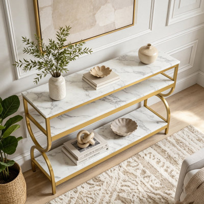 Table de canapé en faux marbre