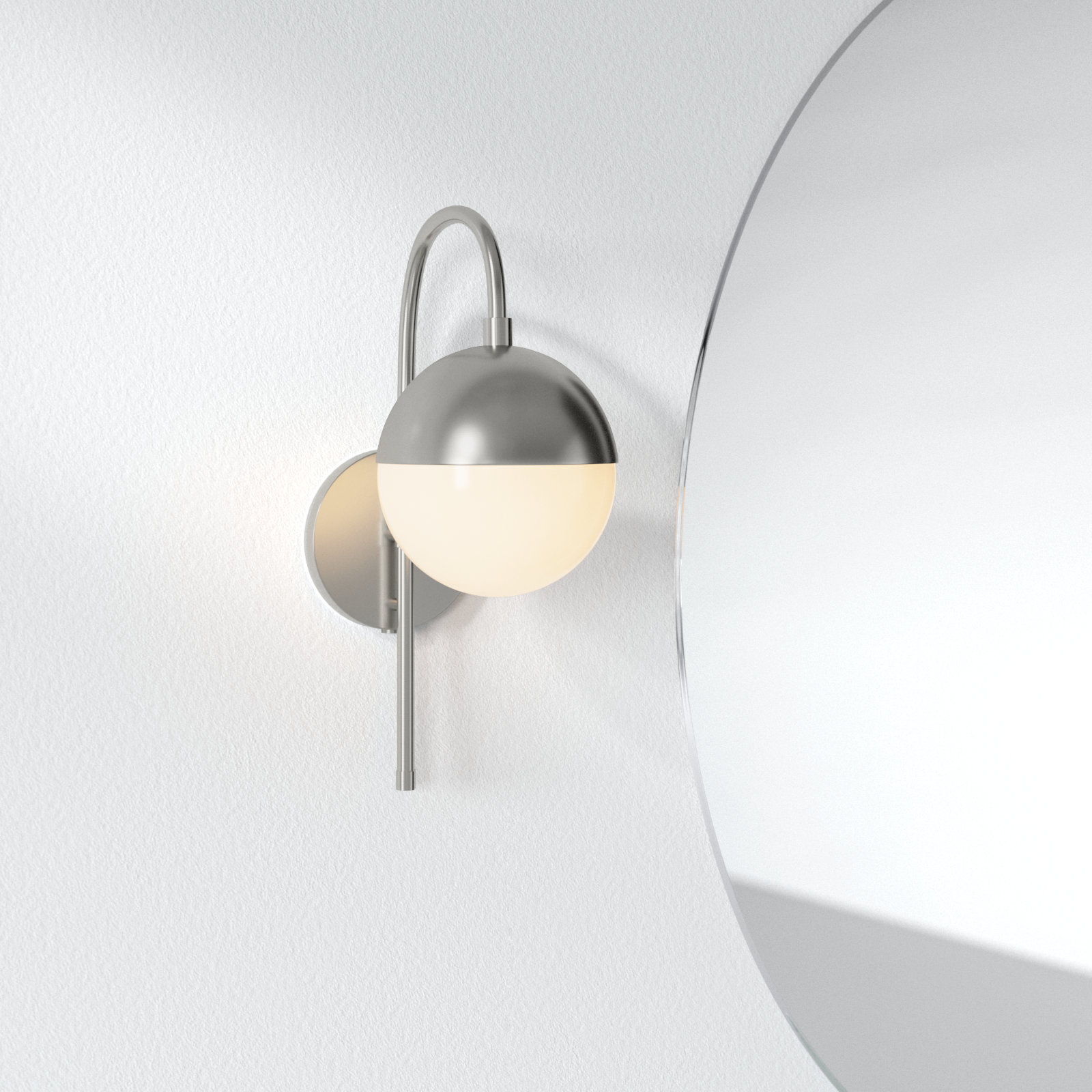 Yvette Single Light Glass Dimmable Armed Sconce, Nickel