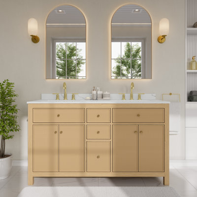 Pendry 60" Freestanding Double Bathroom Vanity with Quartz Top