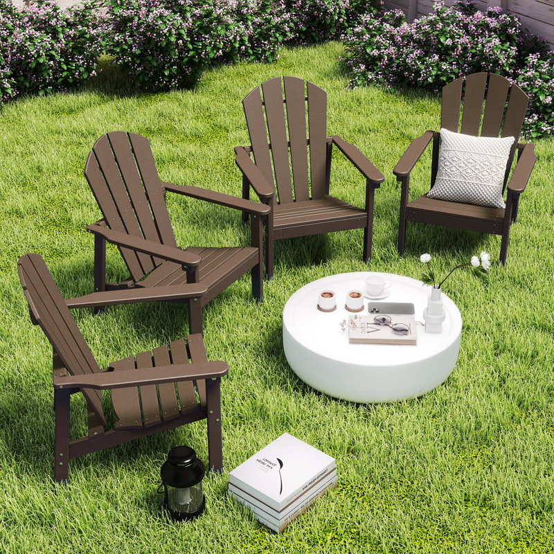 Abdinour Outdoor Adirondack Set, Coffee