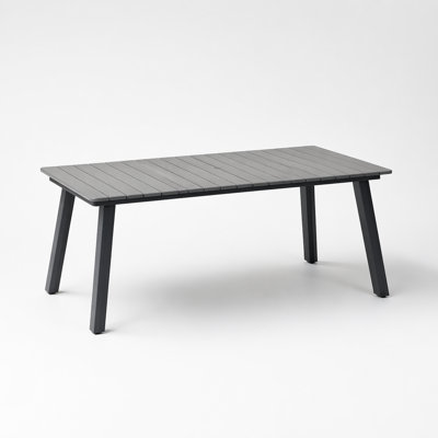 Space-Saving Foldable Outdoor Dining Table with Heavy-Duty Rust-Resistant Metal Frame and Weather-Resistant Faux Wood Tabletop, Portable Multi-Use Patio Table for Garden, Backyard, Balcony, Poolside