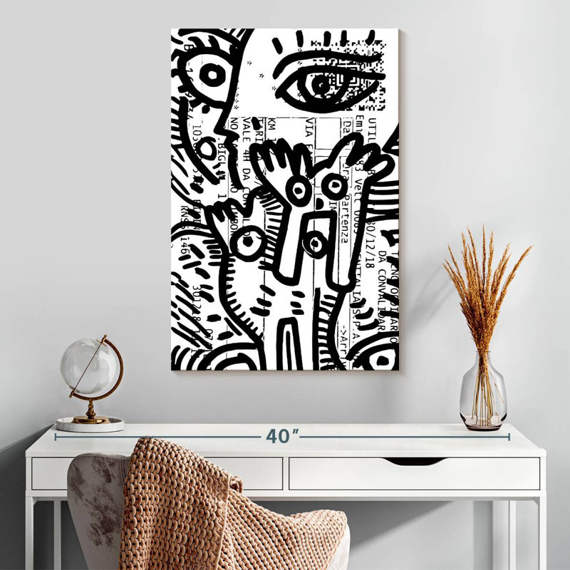 Ashelle graffiti noir et blanc italien, H 30 po x l 20 po