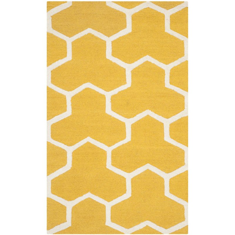 Ruben Gold/Ivory Area Rug, Rectangle 3' x 5'