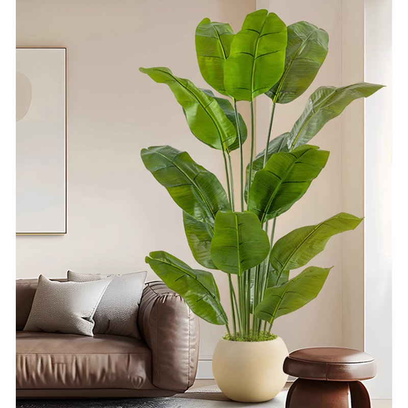 Simulation de banane grande plante verte, H 70,87 po x l 39,37 po x P 39,37 po, Beige