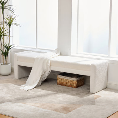 Banc rembourré de 66,6 po avec bout de lit moderne surdimensionné, banc de salle à manger et banc de salle à manger surdimensionné avec accoudoirs, banc avec repose-pieds pour chambre d'amis, réception, chambre à coucher, couloir et salon