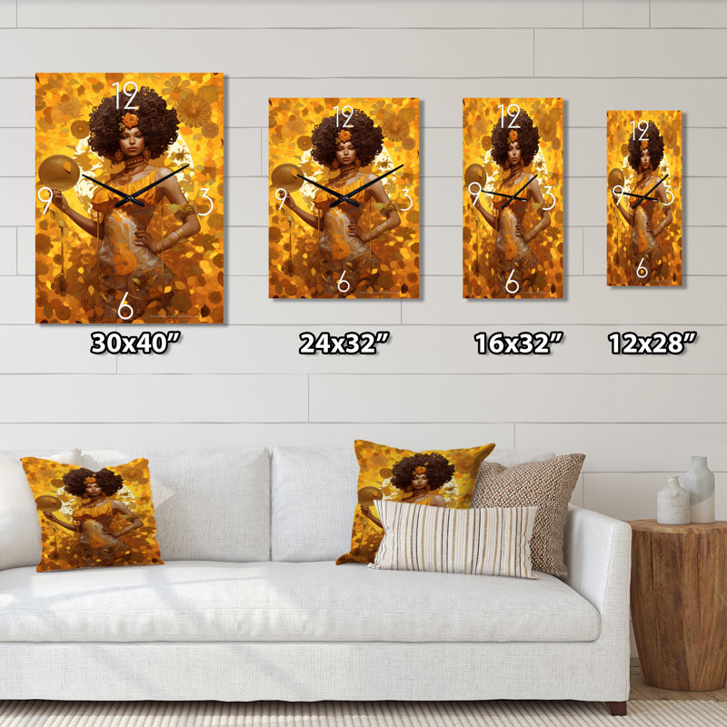 Horloge murale Orisha Oshun avec miroir déesse africaine I - femme afro-américaine, H 28 po x l 12 po x P 1 po