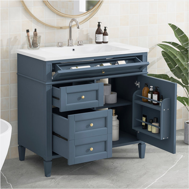 Meuble-lavabo moderne 36 po avec lavabo supérieur
