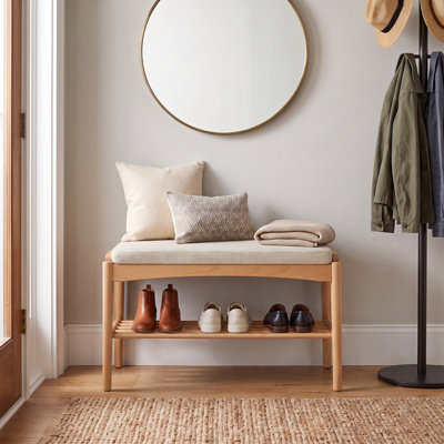 Solid Beech Upholstered Shoe Bench