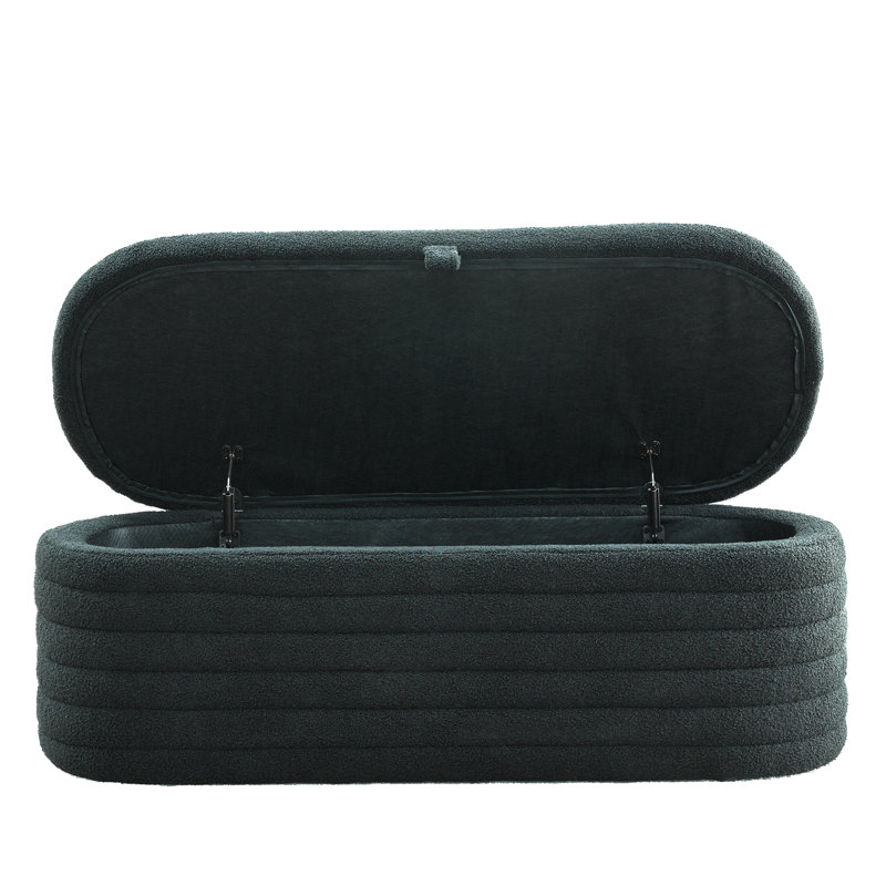 Repose-pieds rembourré avec rangement 45,5 "Marciniak, Noir, noir, noir, noir