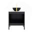 Meuble-lavabo 24 po avec lavabo 24 po avec 2 portes, vasque en céramique noire avec motif en pierre et comptoir en pierre frittée blanche, sans robinet, noir