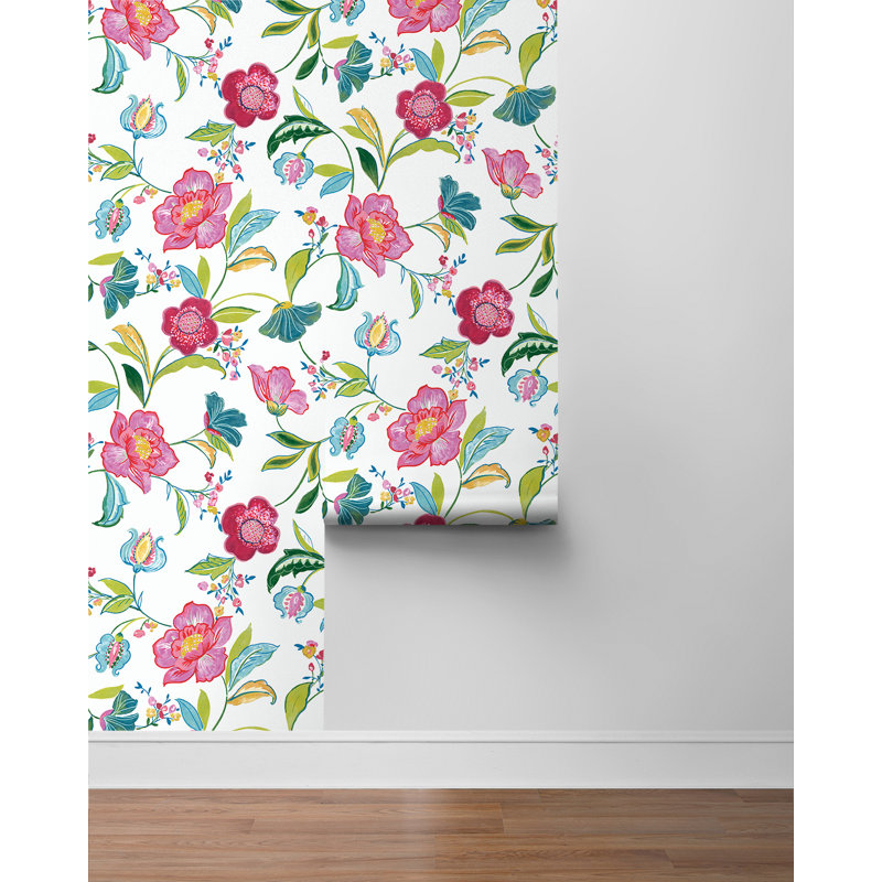 Papier peint adhésif zenora, Magenta / blanc cassé