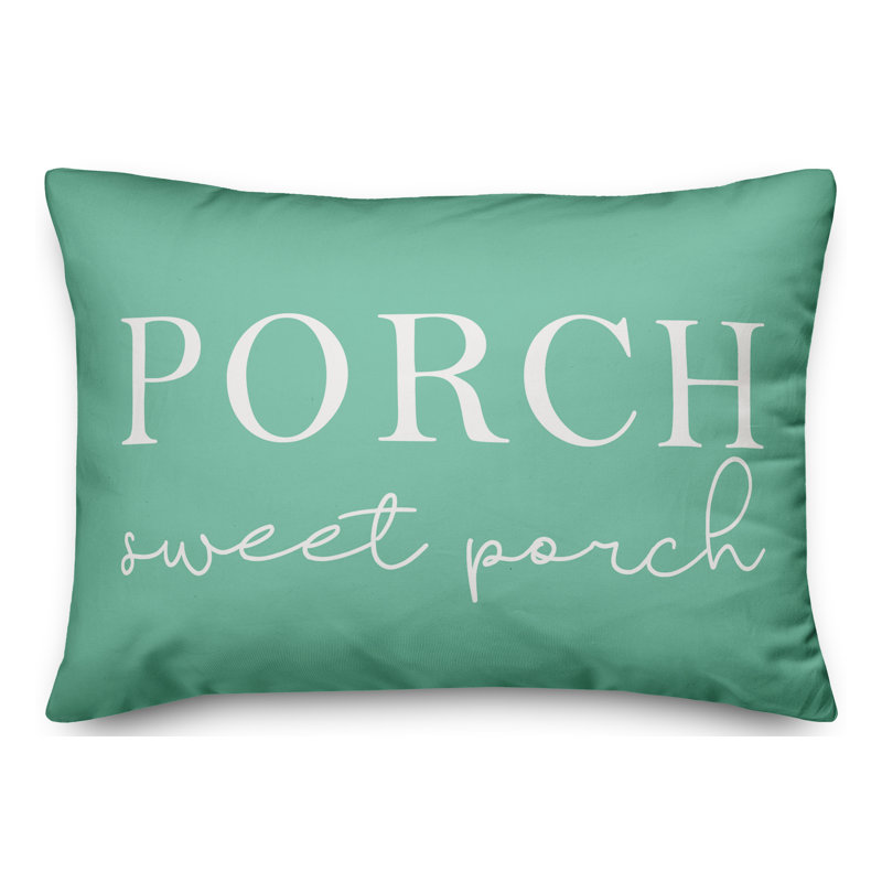 Textual Outdoor Throw Pillow, Mint Green