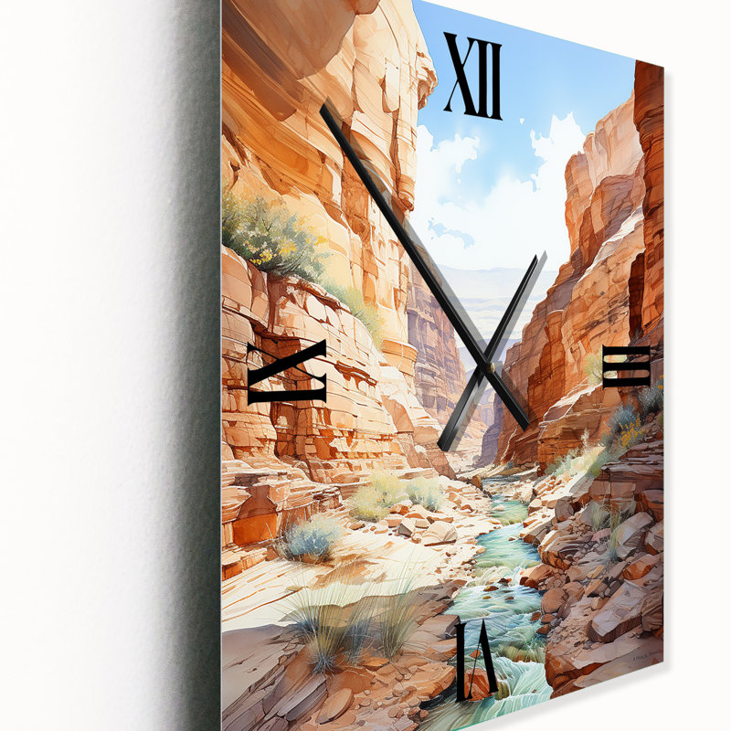 River By The Canyon Landscape I - Horloge murale Canyon, Grand