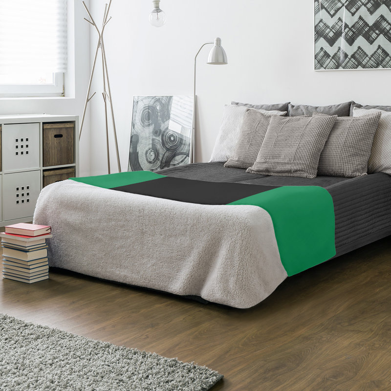 Boston Quilted Throw Blanket, 50" W x 60" L, Green/Black/Green