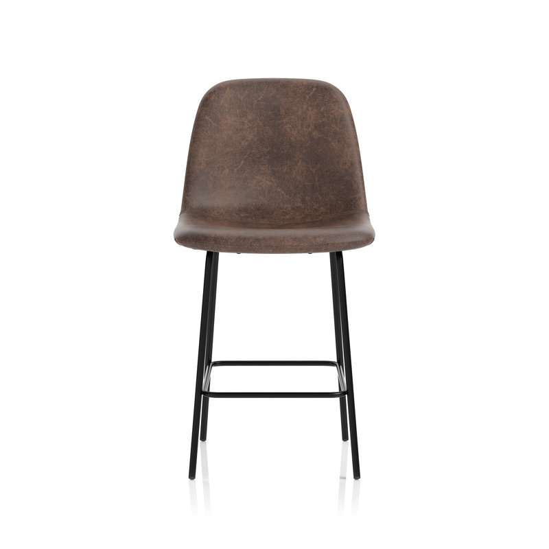 Upholstered Counter Stool with Metal Frame, Brown