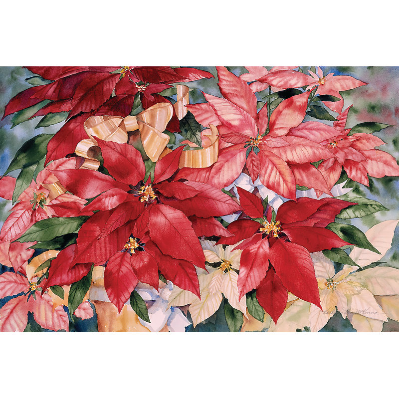 Poinsettia by Kathleen Parr McKenna - Wrapped Canvas Painting, 20cm H x 30cm W x 3.8cm D