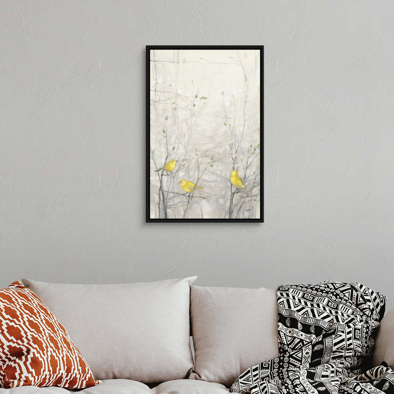 " Birds In Trees I ", 32" H x 22" W x 2" D, Black Framed Canvas