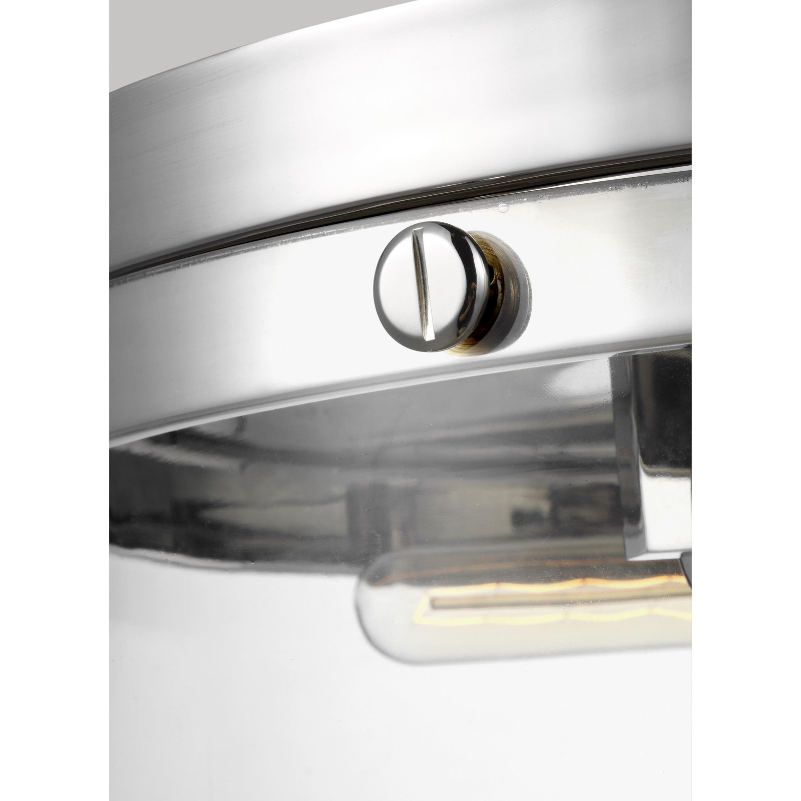 2 Light Glass Flush Mount, Polished Nickel