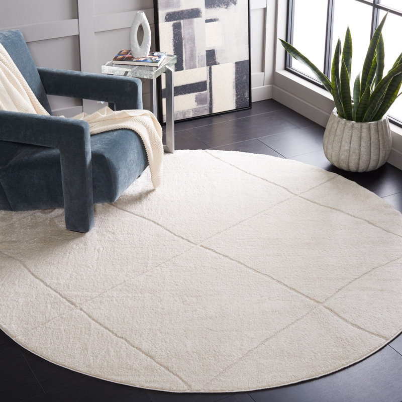 Tapis à motif géométrique Jacvalynn Performance, Rond 6 pi 7 po