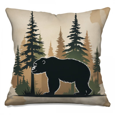 Black Bear In Forest Double Sided Throw Pillows