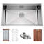 Évier de cuisine Blenzia à cuve unique profonde, encastré sous plan, en acier inoxydable 304 de calibre 16, fabriqué à la main, avec accessoires inclus (30 po x 18 po x 10 po).