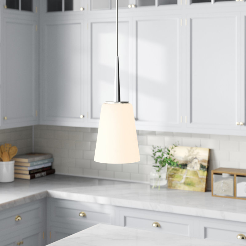 Driscoll One Light Mini-Pendant from Generation Lighting , 100W A19 Medium, Brushed Nickel, White