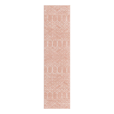Geometric Rose Pink Area Rug