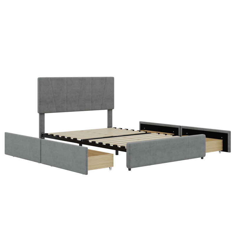 Lit plateforme tapissier double Lilianna, gris