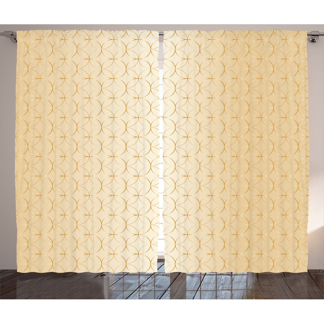 Rustikaler Vorhang, Geometrisches Gold-Muster, Beige, Heller Pfirsich Braun