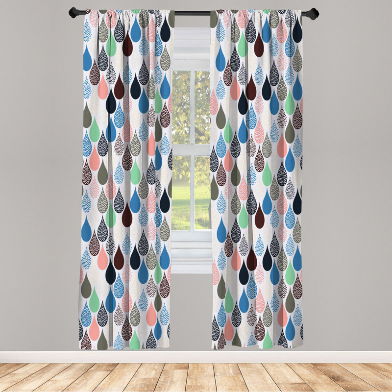Microfiber Floral Semi-Sheer Rod Pocket Curtain Panels, 28" W x 63" L, Mint/Black