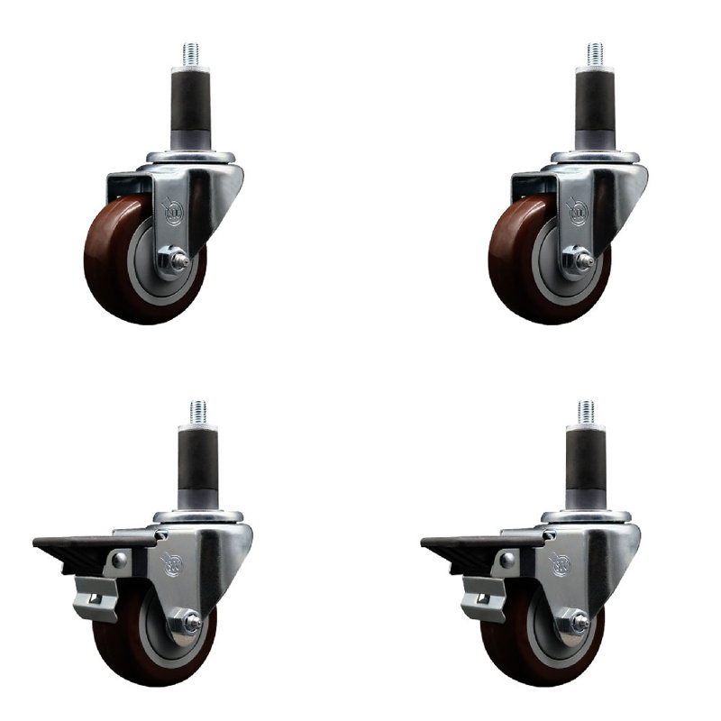 Ensemble de roulettes extensibles en polyuréthane pivotant 3 pouces 1 pouce et 4 pouces 2 roues SCC