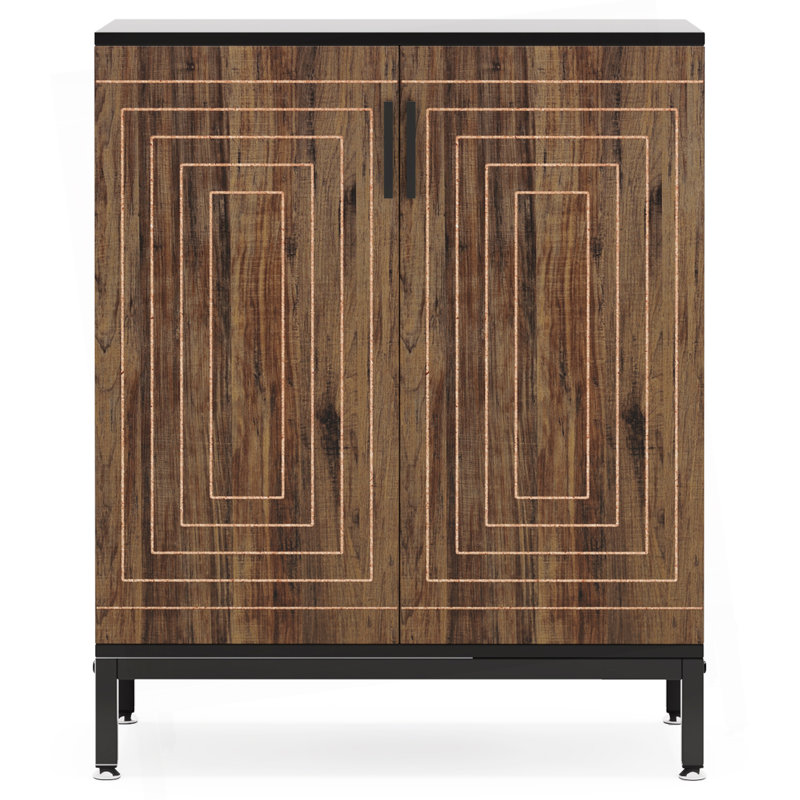 Armoire à chaussures 31,5 pouces en bois brun et noir avec portes, range-chaussures 5 niveaux
