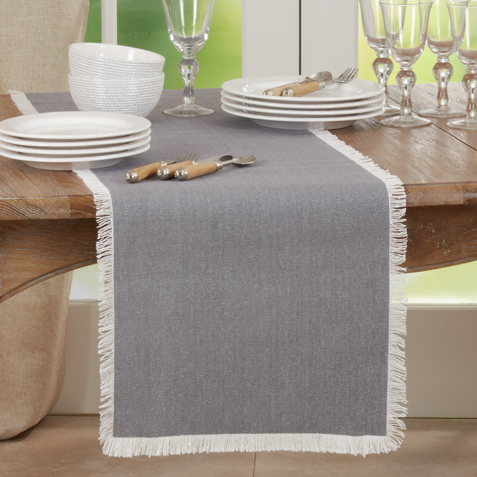 Flamenco Table Runner, Gray