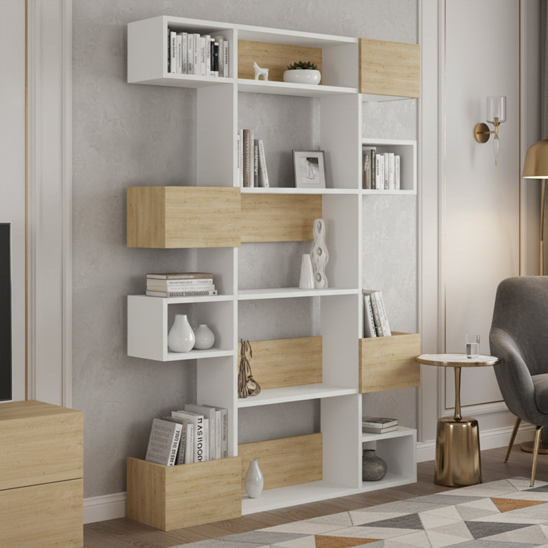 67'' Tall Geometric Bookcase With Multi-Shelves