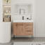 Meuble-lavabo autoportant contemporain avec lavabo en résine et rangement à fermeture en douceur