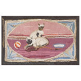 Hooked Antique Wool 1930s American Small Scatter Size Rug