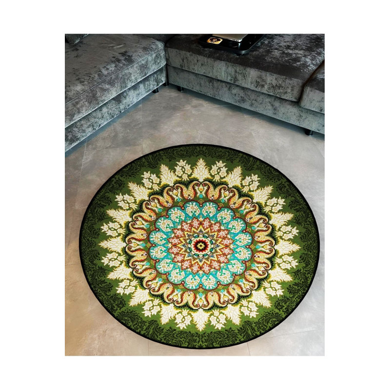Tapis rond rond lavable à la machine, Sous-tapis rond 3 pi 3 po inclus