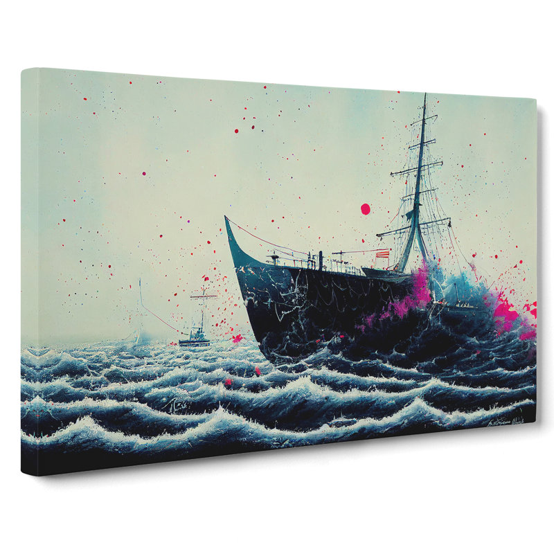 Ship Paint Splatter Abstract - Wrapped Canvas, 35cm H x 50cm W x 3cm D