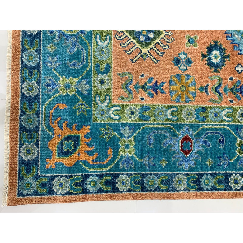 Ava Kazak Coral Hand Knotted Wool Rug 9'0" x 12'0"