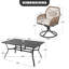 Ensemble repas d'extérieur 7 pièces, chaises pivotantes en rotin torsadé avec coussins beiges