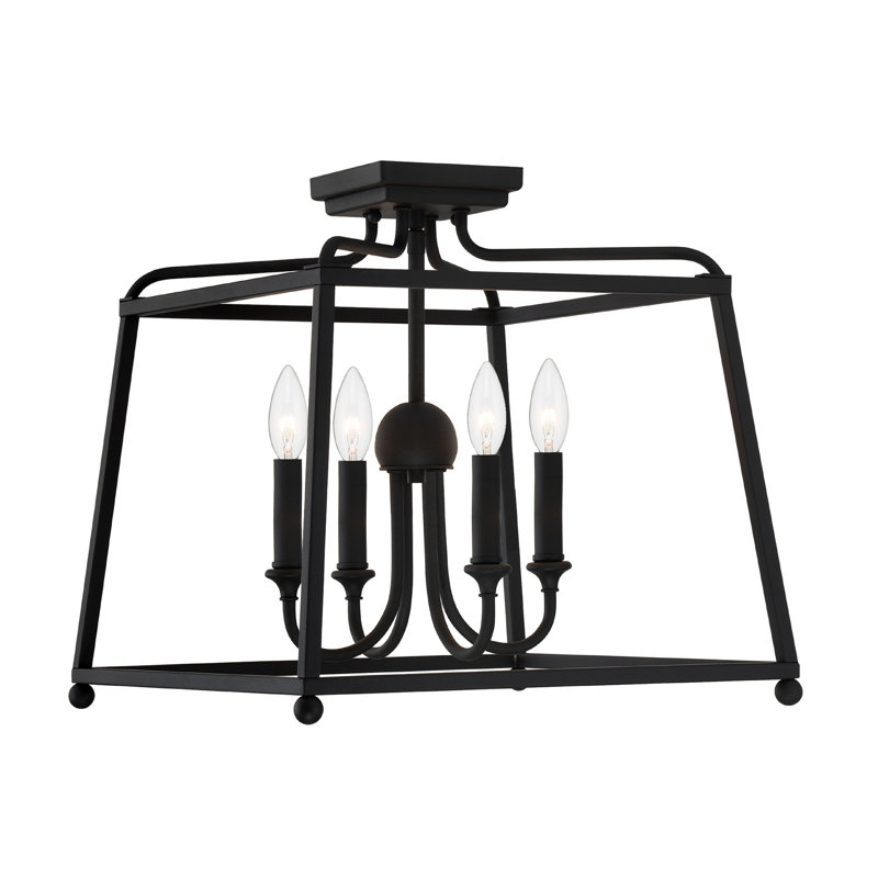 Plafonnier forgé noir 4 lumières Sylvan