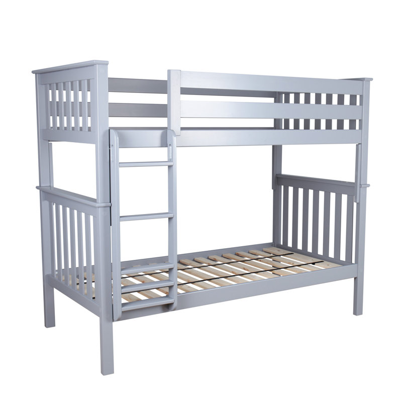 Lit superposé standard en bois massif, Simple sur simple, gris