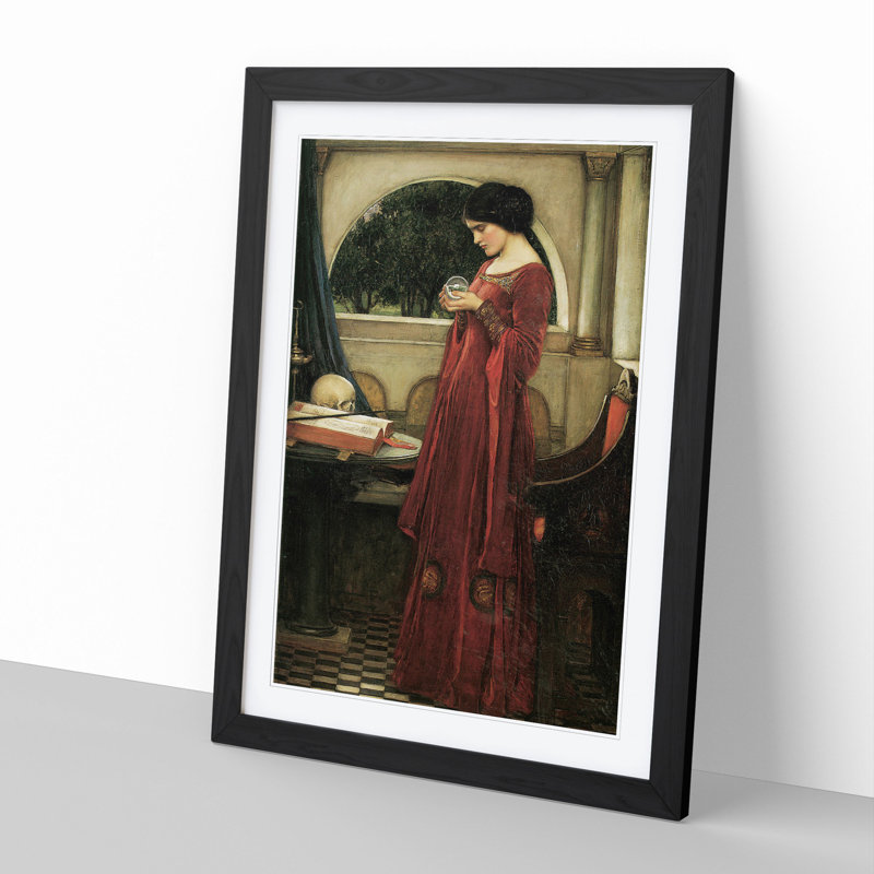 The Crystal Ball by John William Waterhouse - Framed Print, 65cm H x 48cm W x 2cm D, Black Framed