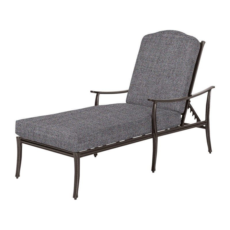 Edge Outdoor Chaise Lounge, Cast Slate Sunbrella® Plainweave, Midnight Gold