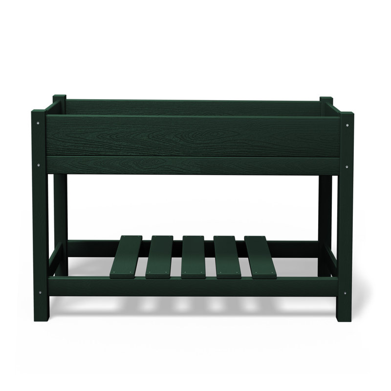 High-Density Polyethylene Elevated Planter, Dark Green