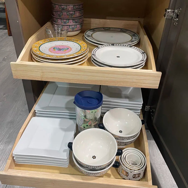 Tiroir en bois à 2 niveaux Rashun, H 16 po x l 10,50 po x P 21 po